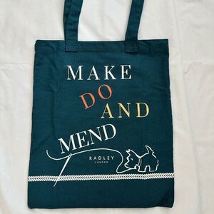 Radley London Vintage Aesthetic Medium Canvas Tote Bag Like New Teal Green